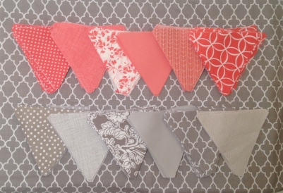 Coral and Grey Triangle Quilt