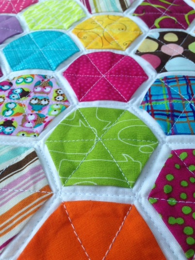 Quilting on The Hexagon Quilt